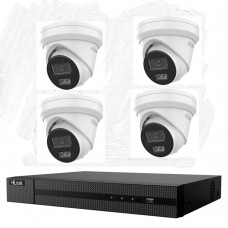 Hikvision HiLook 6MP IntelliSense 4CH CCTV Kit: 4 x IP Turret Cameras + 4CH NVR